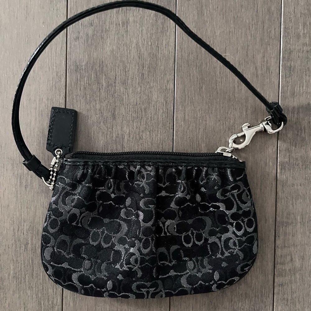 Coach Black and silver Patterned Wristlet